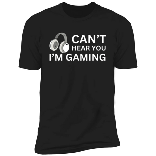 "CAN'T HEAR YOU I'M GAMING", Men's Casual  Crew Neck Graphic Tee, Male Clothes For Summer