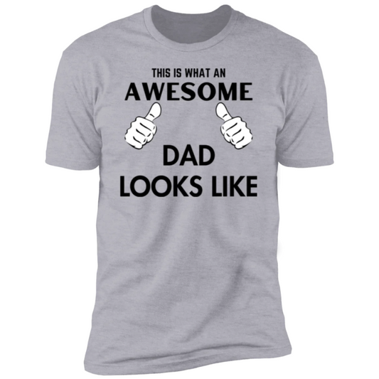 "AWESOME DAD", Men's Casual Slightly Stretch Crew Neck Graphic Tee, Male Clothes For Summer