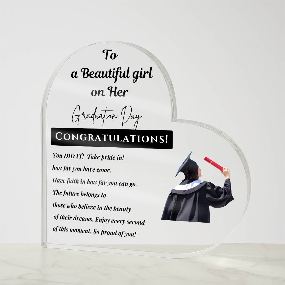 Inspirational Graduation Gift - Laser-Engraved Acrylic Keepsake for High School, College, Master's & Doctoral Grads - Perfect for Daughter, Son, Sister