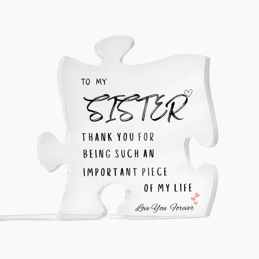 1pc, Sister Gifts From Sister - Unique Sister Birthday Acrylic Puzzle-Shaped Plaque Desk Decorations Present For Sister Thanksgiving Christmas Wedding From Sister Brother